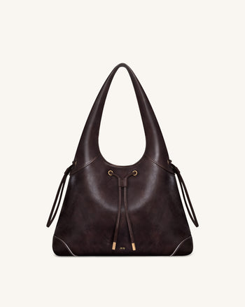 Celandra Sac hobo à cordon de serrage - Marron foncé
