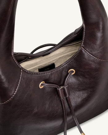 Celandra Sac hobo à cordon de serrage - Marron foncé