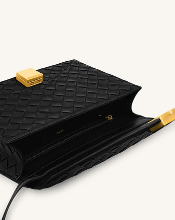 Clio Sac bandoulière enveloppe à texture tressée - Noir