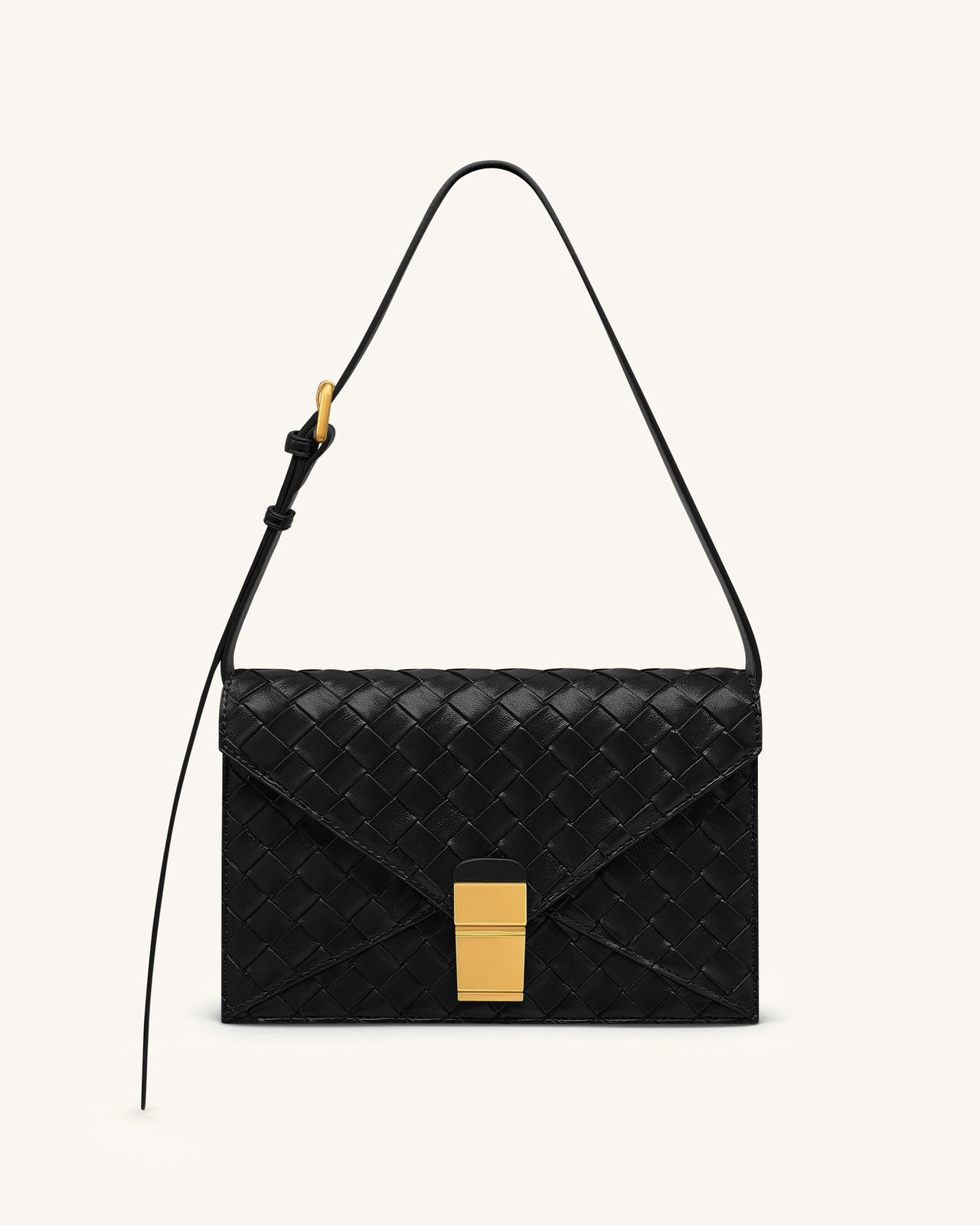 Clio Sac bandoulière enveloppe à texture tressée - Noir