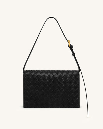 Clio Sac bandoulière enveloppe à texture tressée - Noir