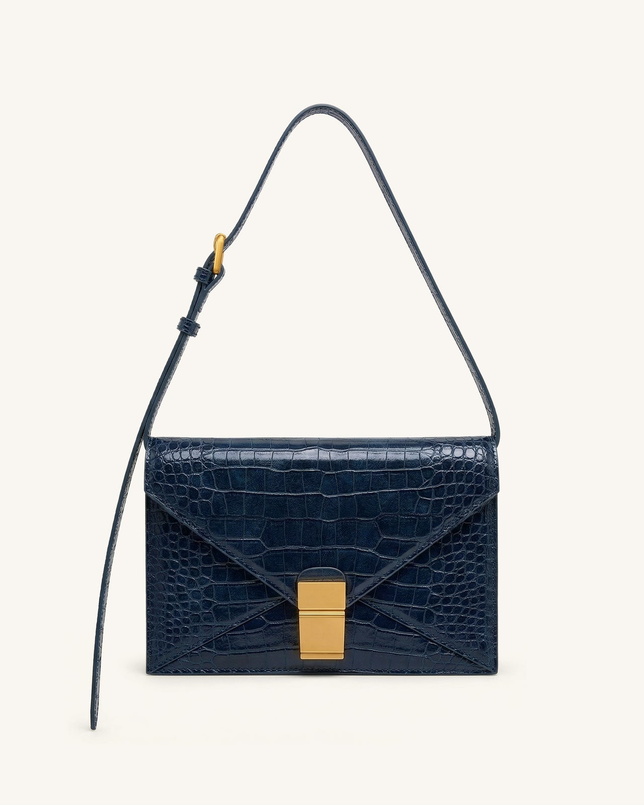 Clio Sac bandoulière enveloppe - Effet croco marine
