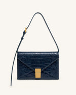 Clio Sac bandoulière enveloppe - Effet croco marine