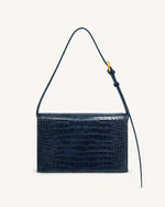 Clio Sac bandoulière enveloppe - Effet croco marine