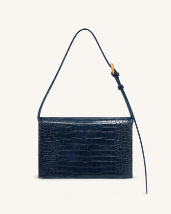 Clio Sac bandoulière enveloppe - Effet croco marine