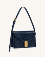 Clio Sac bandoulière enveloppe - Effet croco marine