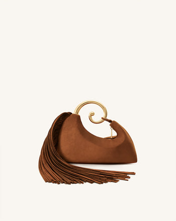 Sac à main avec anse supérieure et franges métalliques Nell - Marron Moka
