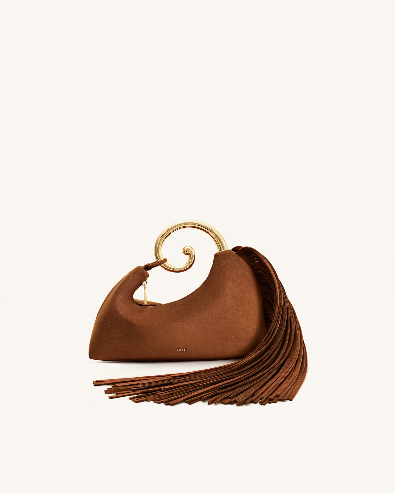 Sac à main avec anse supérieure et franges métalliques Nell - Marron Moka