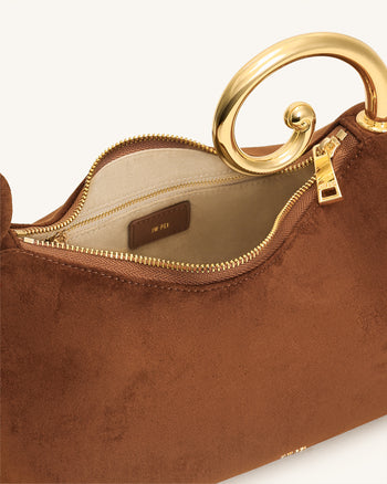 Sac à main avec anse supérieure et franges métalliques Nell - Marron Moka