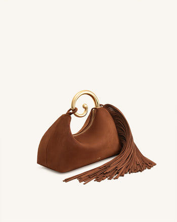 Sac à main avec anse supérieure et franges métalliques Nell - Marron Moka