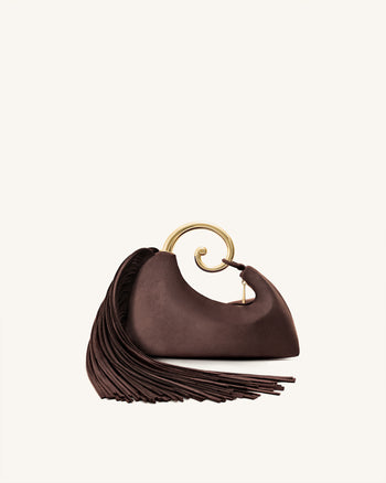 Sac à main avec anse supérieure et franges métalliques Nell - Marron foncé