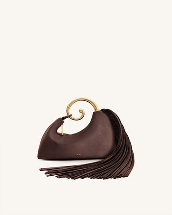 Sac à main avec anse supérieure et franges métalliques Nell - Marron foncé