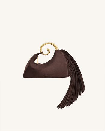 Sac à main avec anse supérieure et franges métalliques Nell - Marron foncé