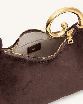 Sac à main avec anse supérieure et franges métalliques Nell - Marron foncé