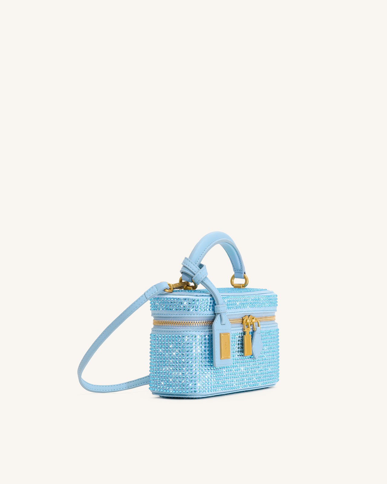 Sac à main avec anse supérieure en forme de boîte et cristal artificiel Cleo - Bleu