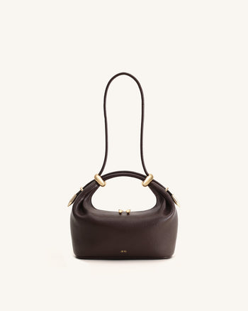 Sac à main avec poignée orné d'un anneau métallique Ellie - Marron foncé