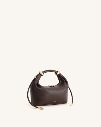 Sac à main avec poignée orné d'un anneau métallique Ellie - Marron foncé