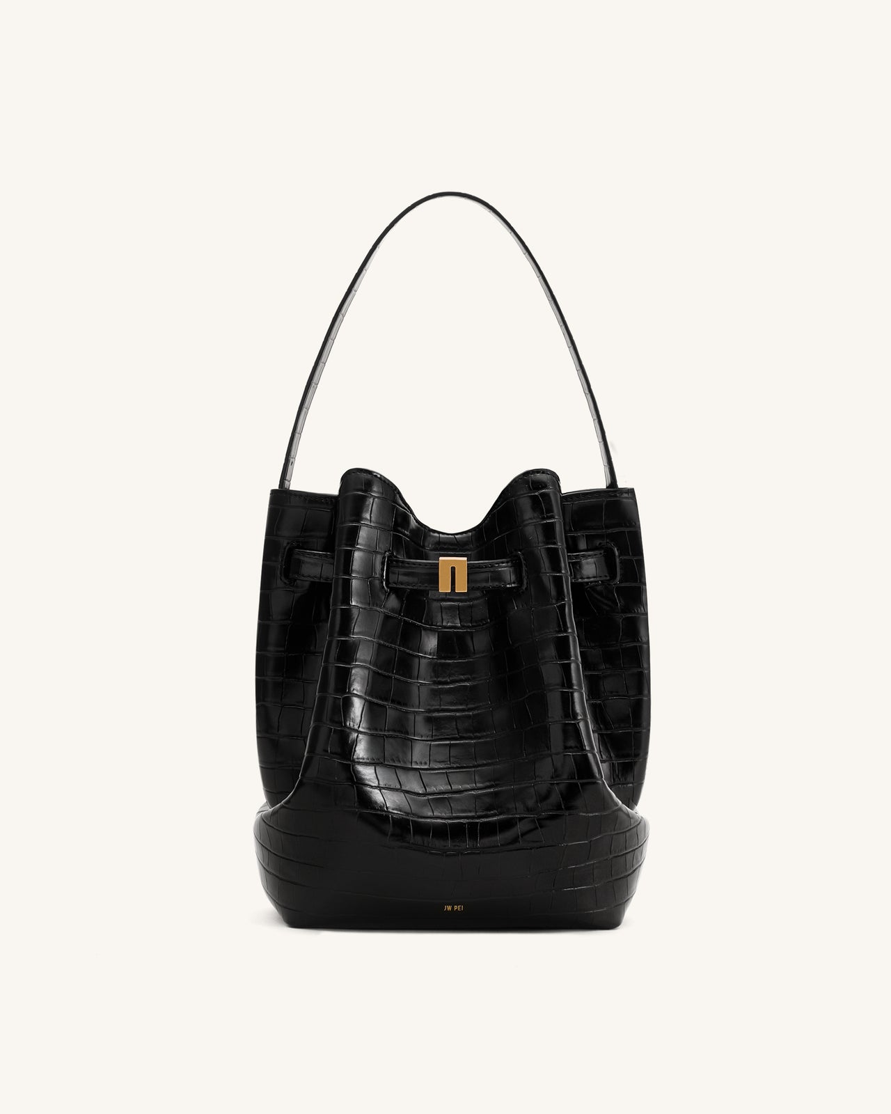 Clara Sac seau épaule avec détail cadenas - Croco Noir