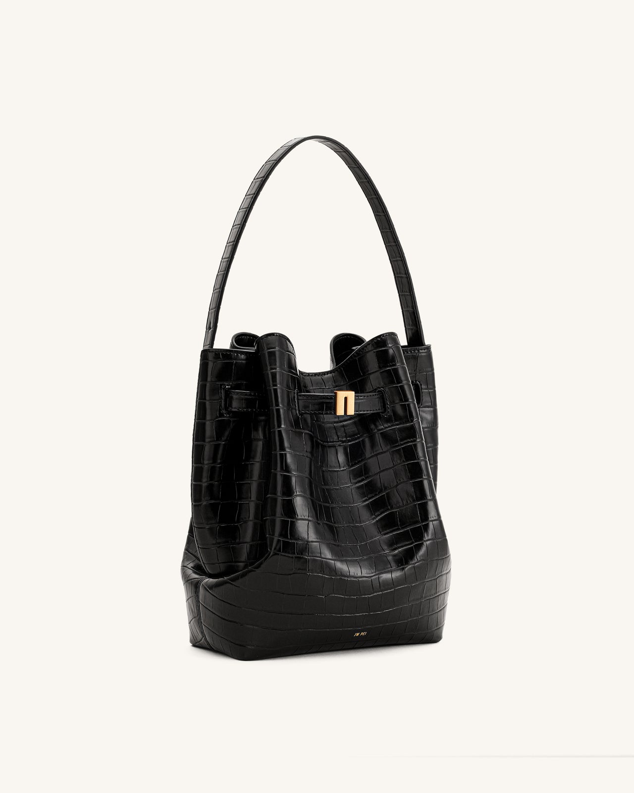 Clara Sac seau épaule avec détail cadenas - Croco Noir