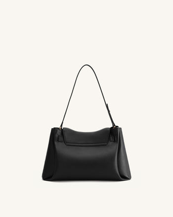 Sac à bandoulière à double boucle texturé Rhea - Noir
