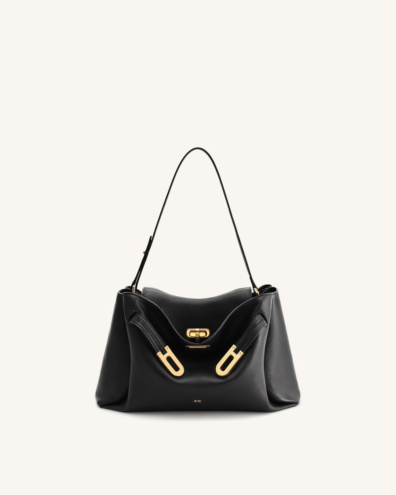 Sac à bandoulière à double boucle texturé Rhea - Noir