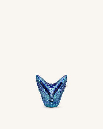 Paisley Pochette Papillon Cristal - Bleu