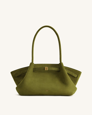 Hana Sac cabas large en simili daim - Vert olive
