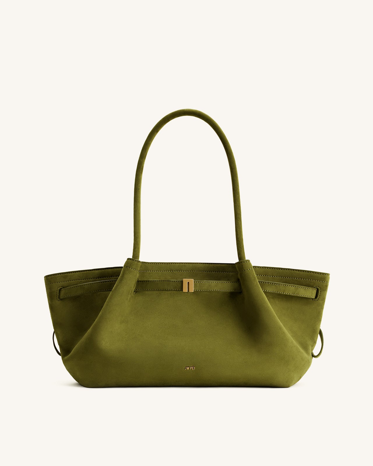 Hana Sac cabas large en simili daim - Vert olive