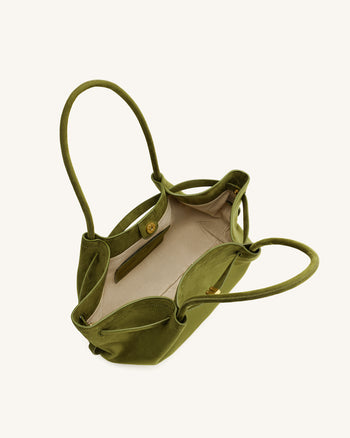 Hana Sac cabas large en simili daim - Vert olive