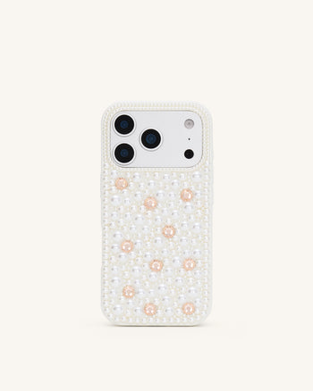 Pearl Coque de téléphone ornée - Blanc