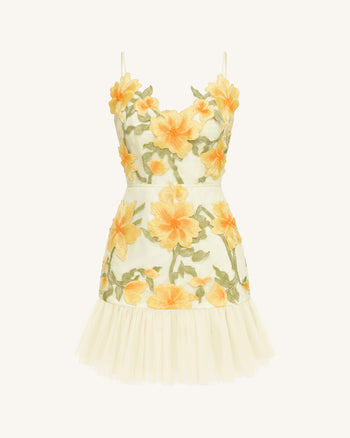Mini robe à bretelles à fleurs - Souci