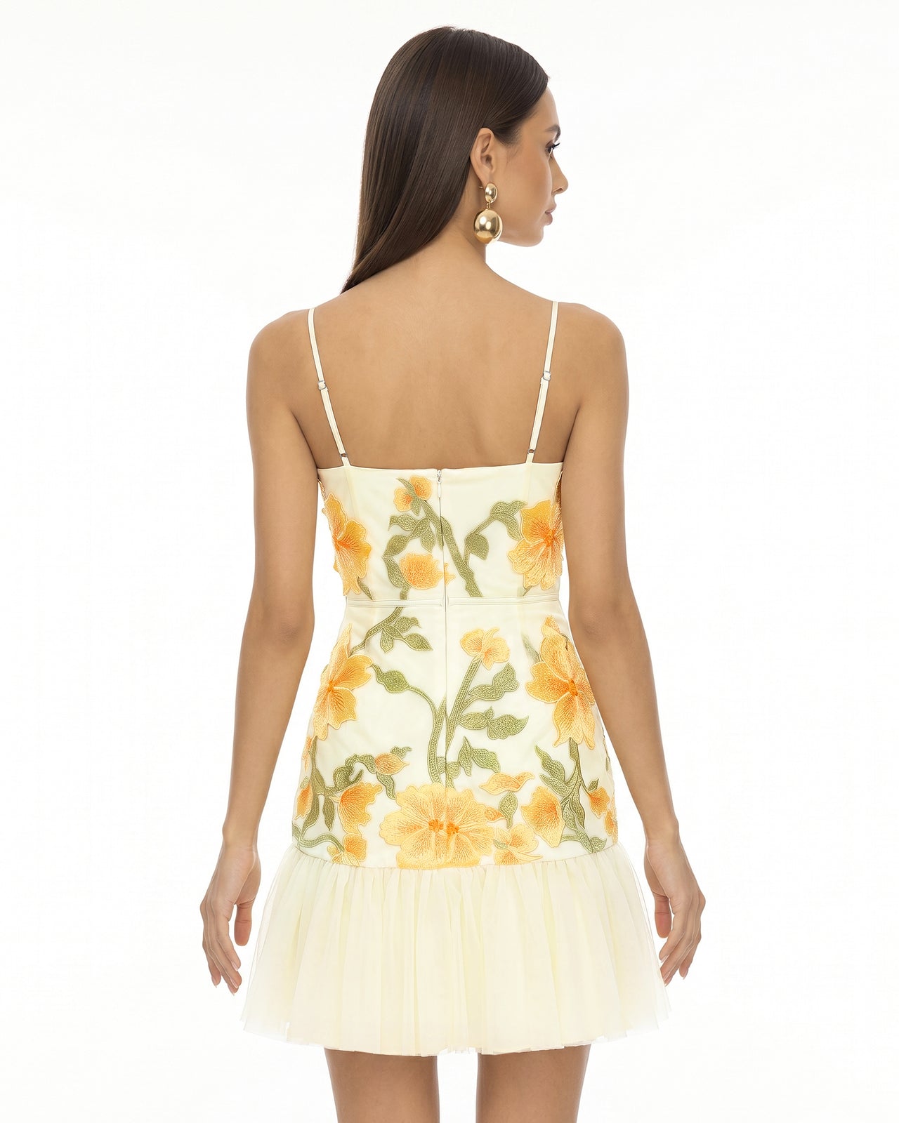 Mini robe à bretelles à fleurs - Souci