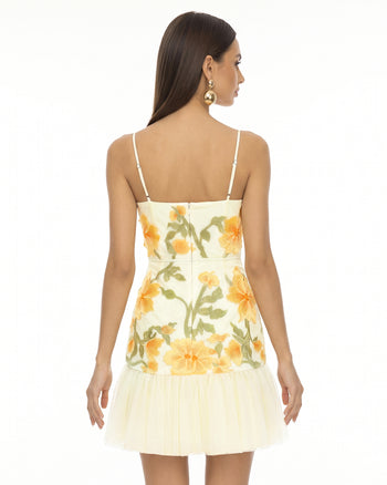Mini robe à bretelles à fleurs - Souci