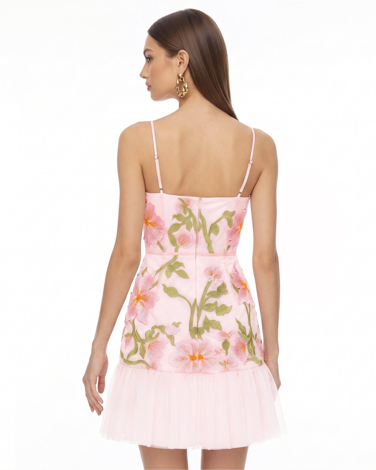 Mini robe à bretelles à fleurs - Rose