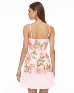 Mini robe à bretelles à fleurs - Rose
