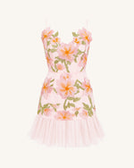 Mini robe à bretelles à fleurs - Rose