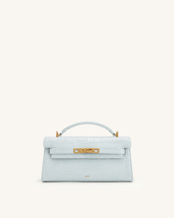 Sac à main supérieur Noor - Crocodile bleu