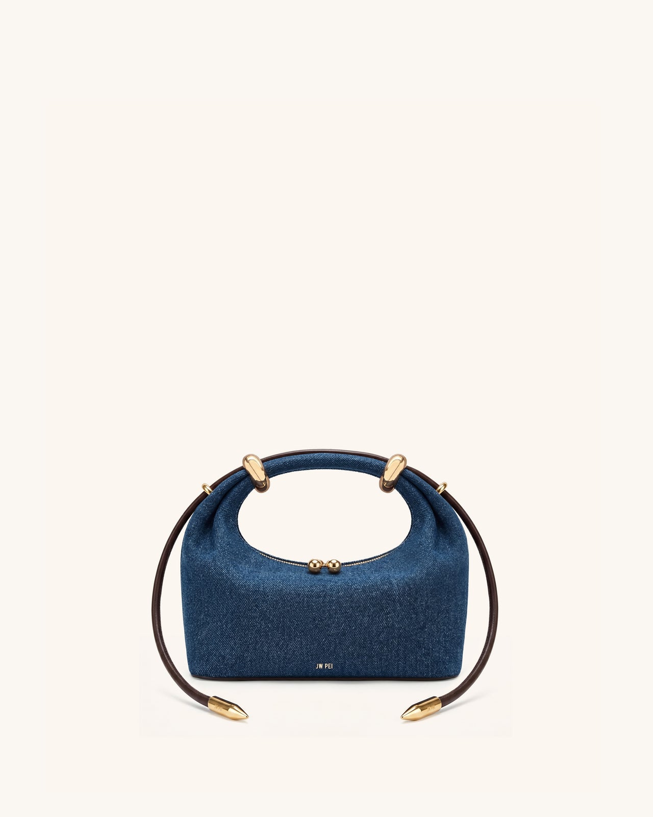 Ellie Sac à main à poignée supérieure orné d'un anneau métallique - Denim bleu