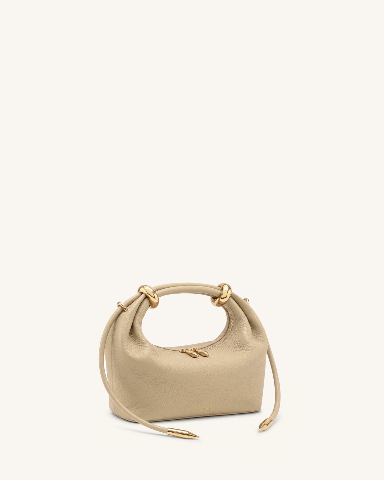 Ellie Sac à main à poignée supérieure orné d'un anneau métallique - Beige
