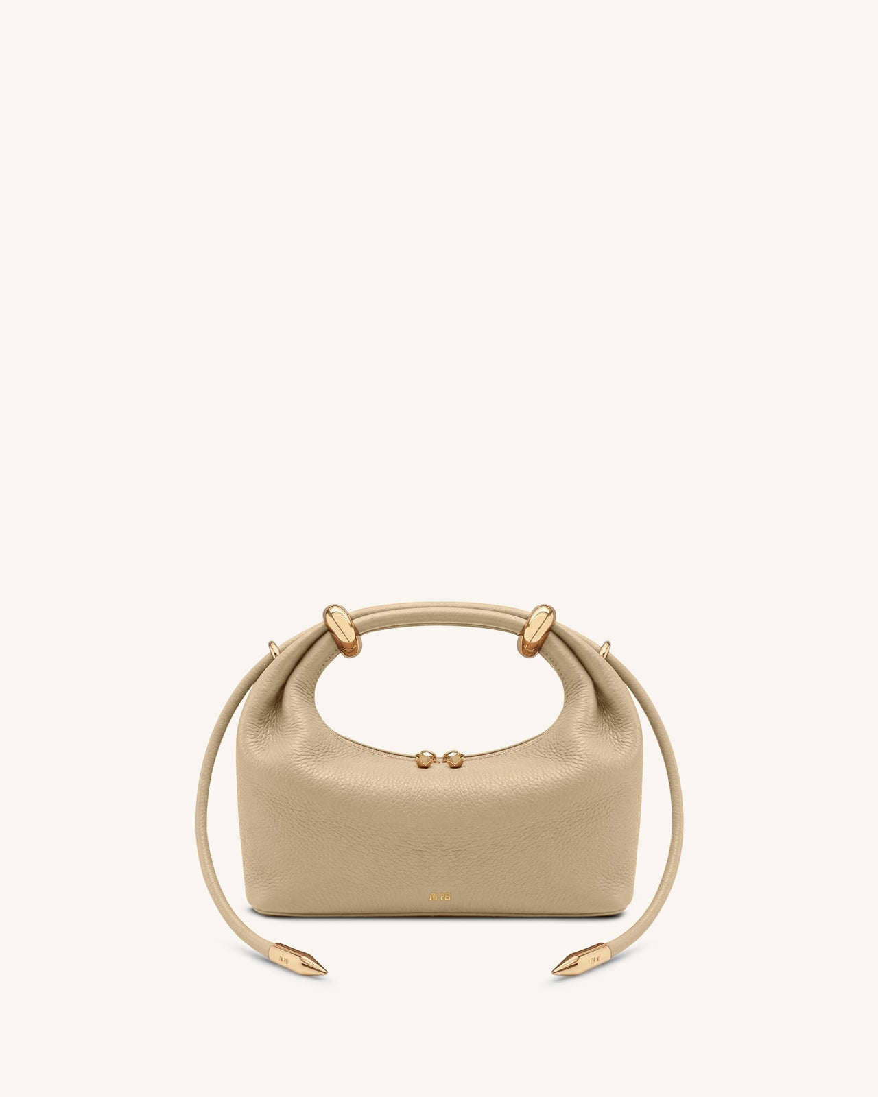 Ellie Sac à main à poignée supérieure orné d'un anneau métallique - Beige