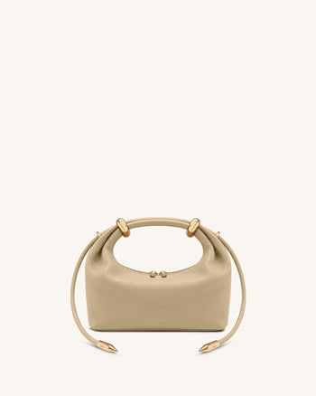 Ellie Sac à main à poignée supérieure orné d'un anneau métallique - Beige