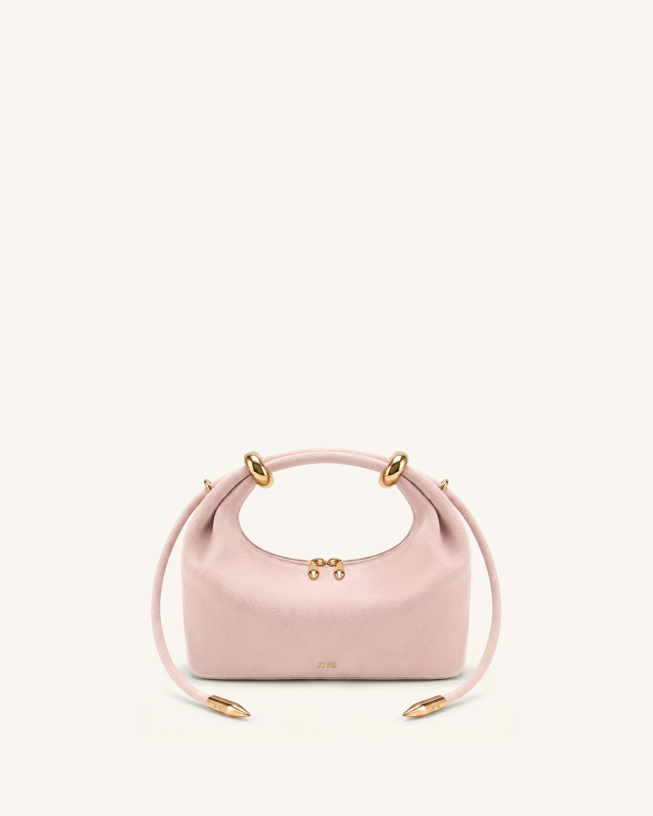Ellie Sac à main à poignée supérieure en similicuir suédé orné d'un anneau métallique - Rose
