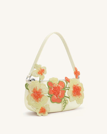 Sac bandoulière orné de perles Leona - Blanc cassé