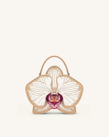 Flora Sac à poignée supérieure en forme d'orchidée - Champagne