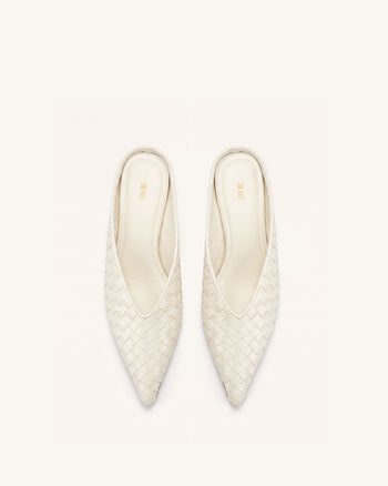 Helena Mules tissées texturées à bout pointu - Beige