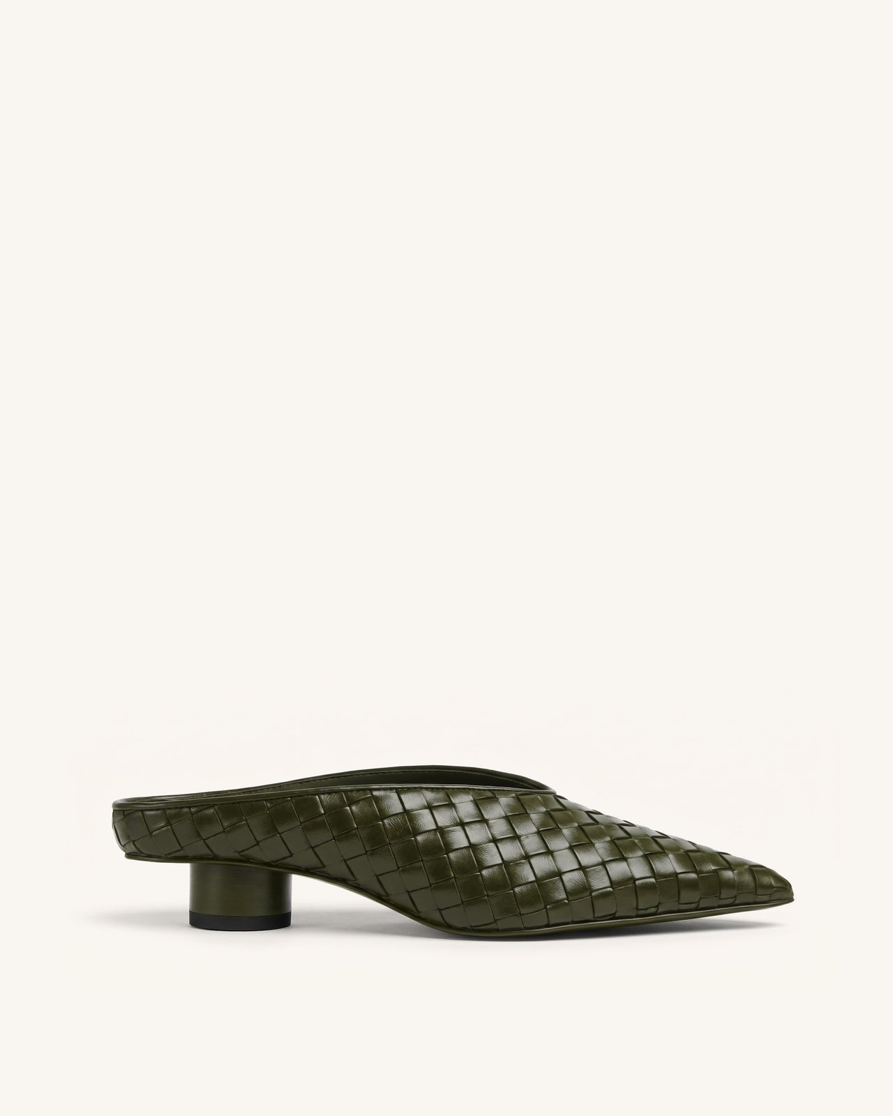 Helena Mules tissées texturées à bout pointu - Vert olive