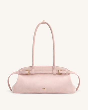 Sac bandoulière est-ouest en similicuir avec détail de ceinture Arden - Rose