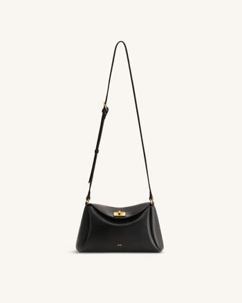 Sac bandoulière Greta à fermeture tournante - Noir