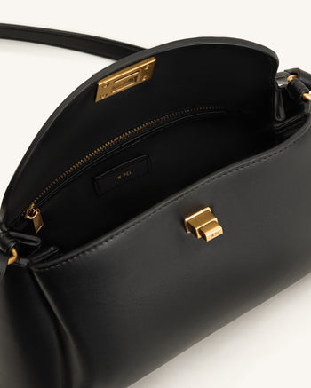 Sac bandoulière Greta à fermeture tournante - Noir