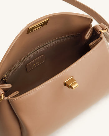 Sac bandoulière Greta à fermeture tournante - Marron